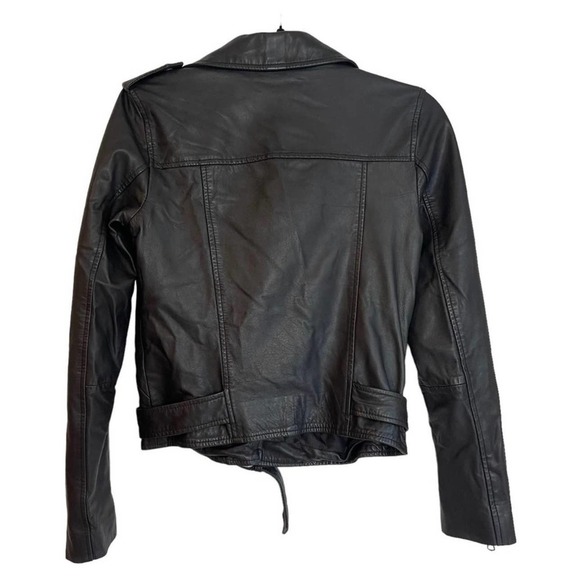 Slate And Willow Leather Moto Jacket Black Women's Size Small - Picture 3 of 6